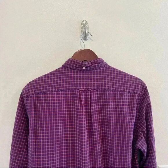 J.crew button closure shirt mens size large slim cut red and blue plaid - Picture 3 of 8